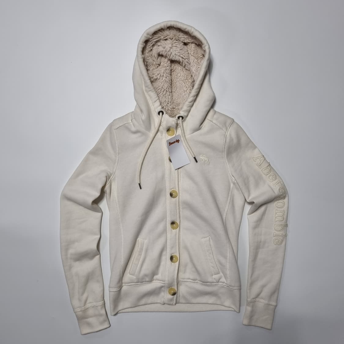 아베크롬비 단추 퍼 후드집업 화이트 상품이미지1