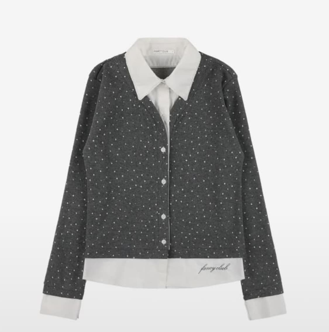 팬시클럽 도트 셔츠 레이어드 가디건 상품이미지1