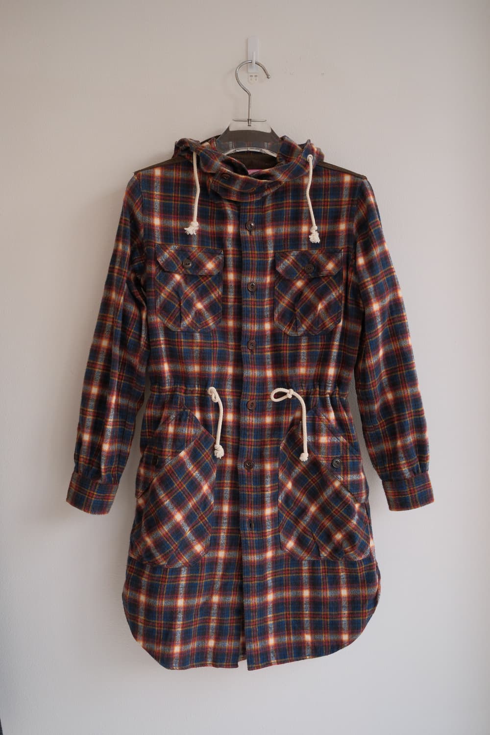 Flannel check long hood shirt 상품이미지6