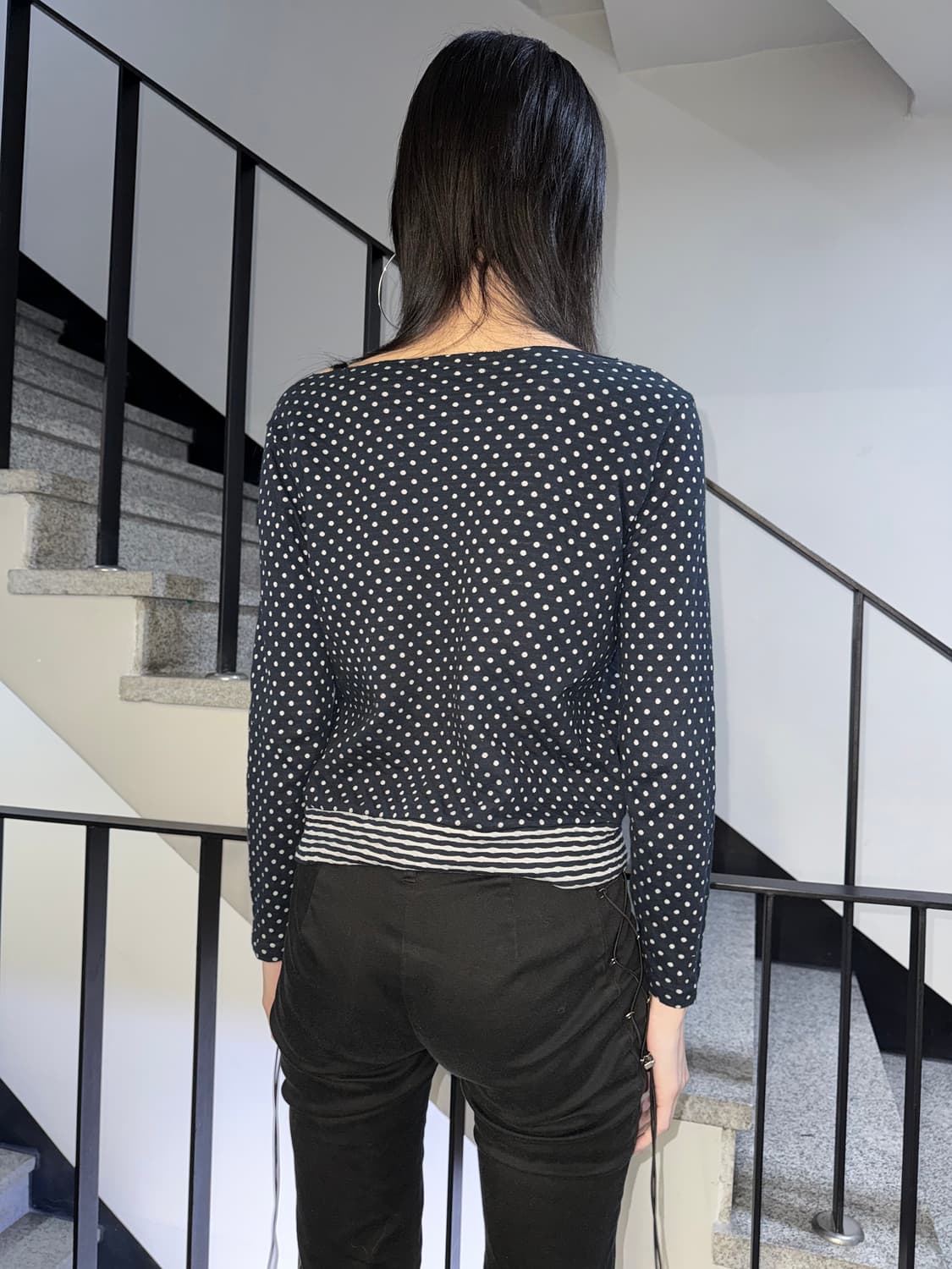 dots & stripe knit top 상품이미지3