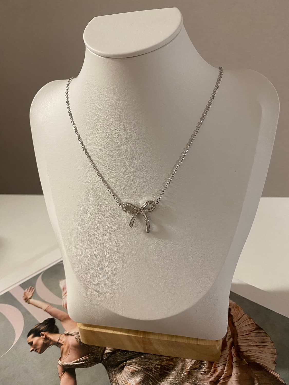 실버925 리본 큐빅 목걸이 각인있음 상품이미지3