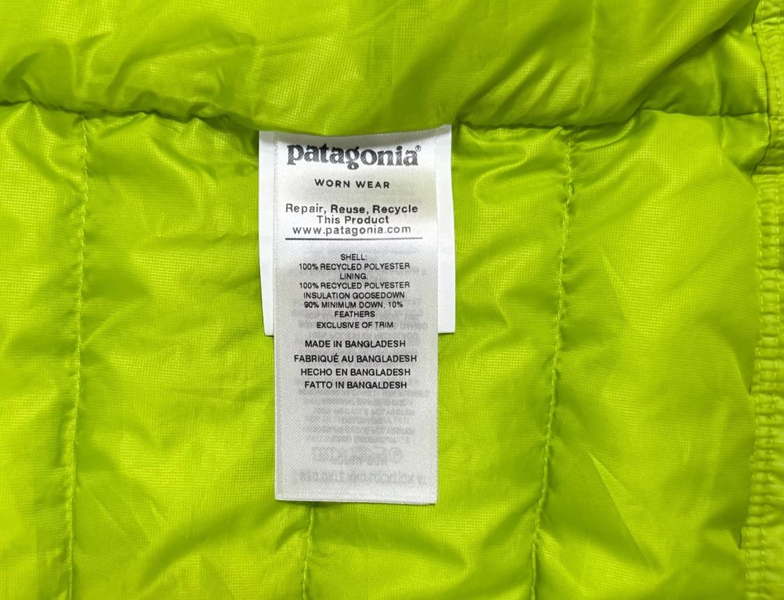 10s 파타고니아 경량패딩 네온 그린 상품이미지8