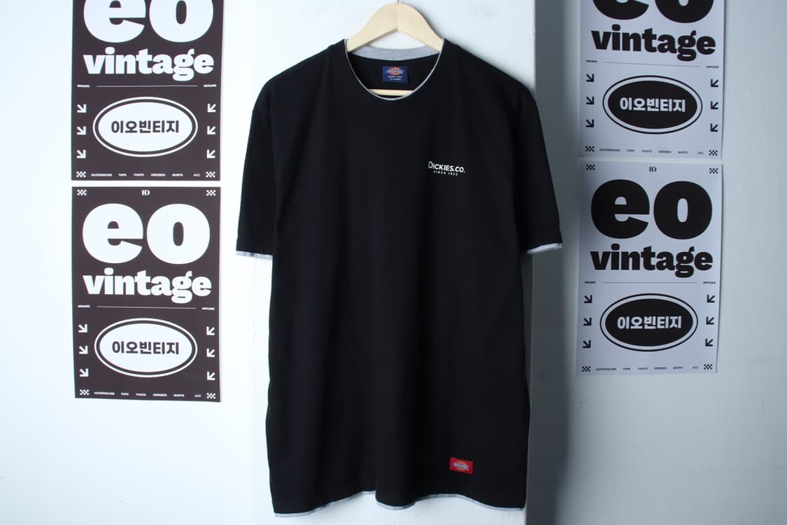 (XL-2XL) 디키즈 반팔 티셔츠 스몰로고 레이어드 블랙-H32966 상품이미지2