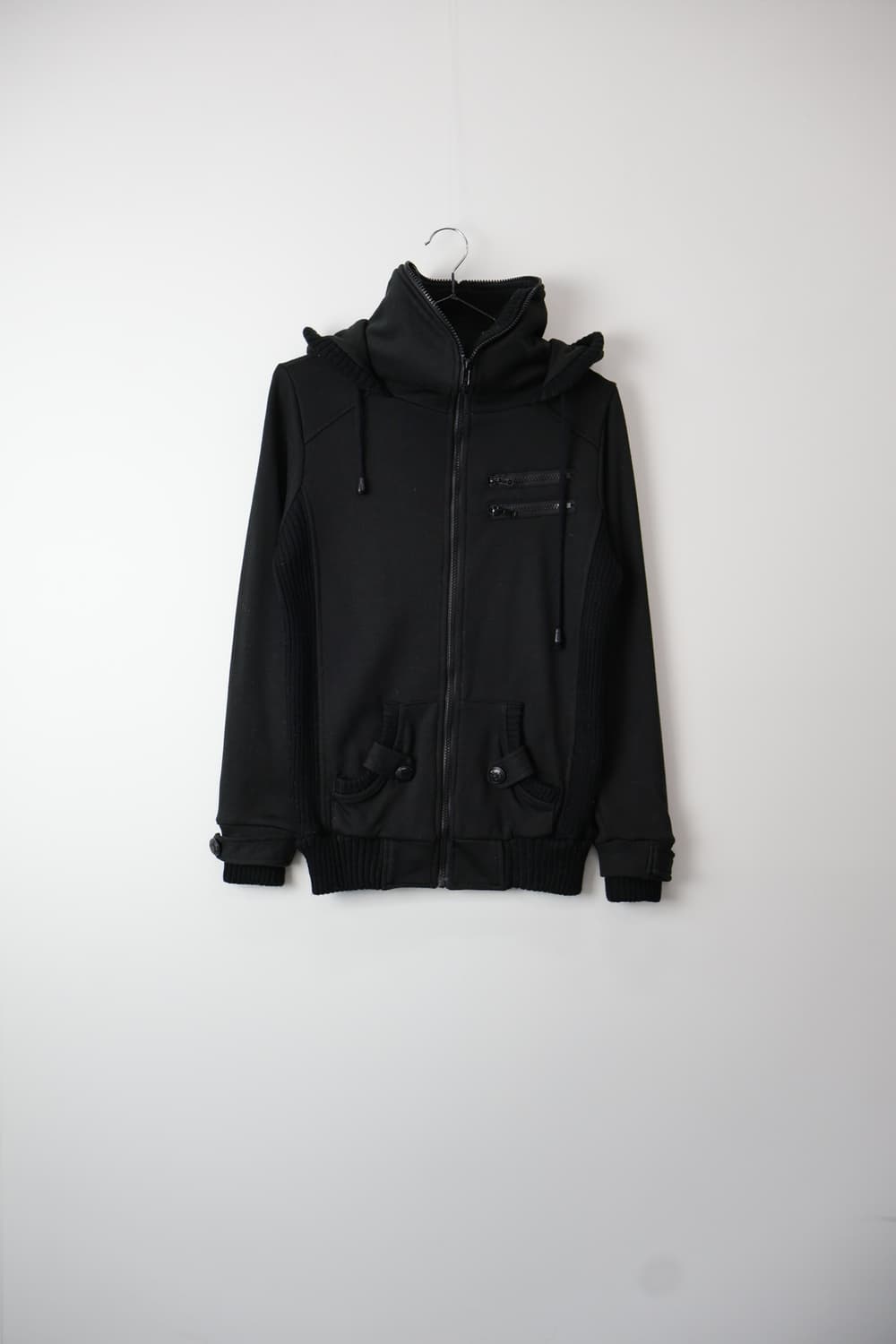 Jpn Black High-Neck Zip-Up Hoodie 상품이미지4