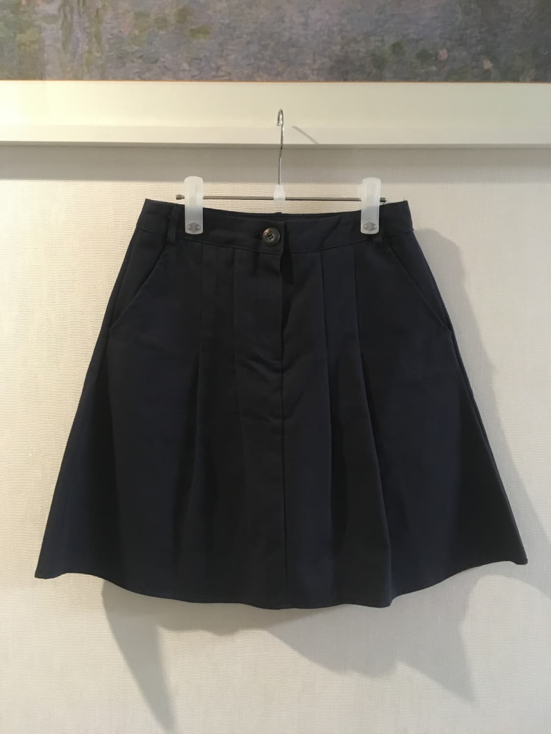 레터프롬문 핀턱 미디 스커트 네이비 S 상품이미지1