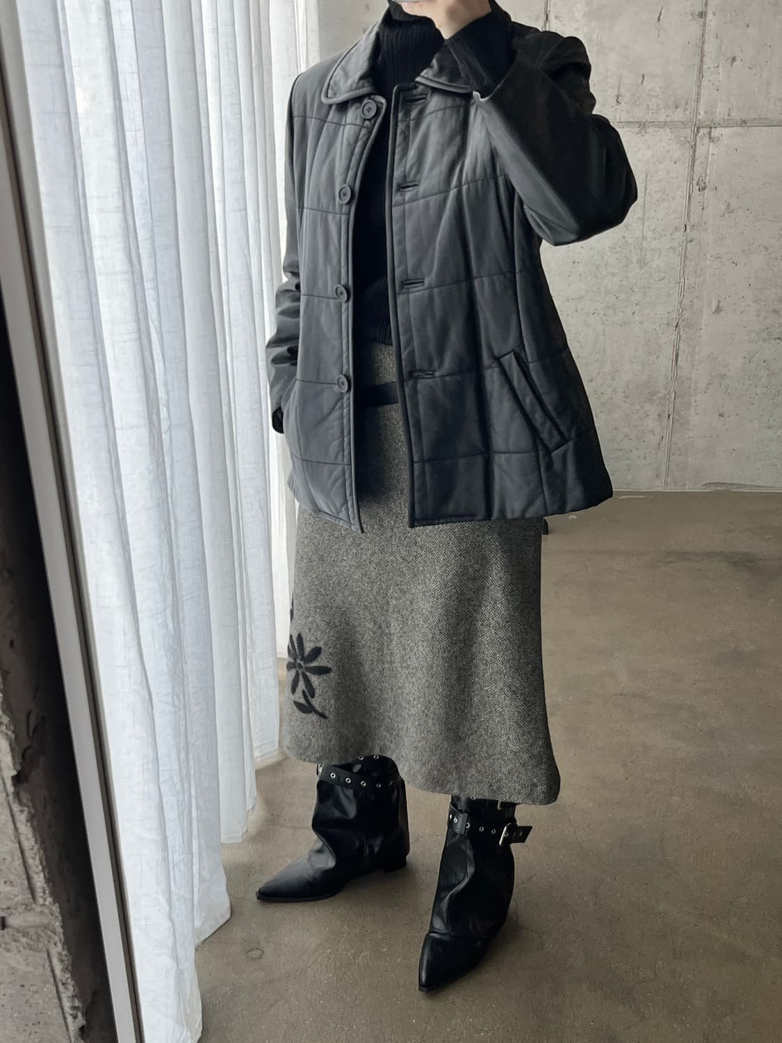 90s lambskin 퀼티드 양가죽 자켓 상품이미지2