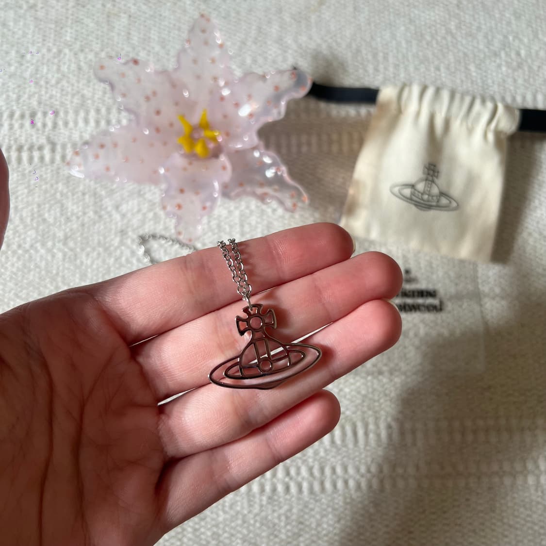 비비안웨스트우드 씬 라인 숏 플랫 오브 펜던트 네크리스 상품이미지5