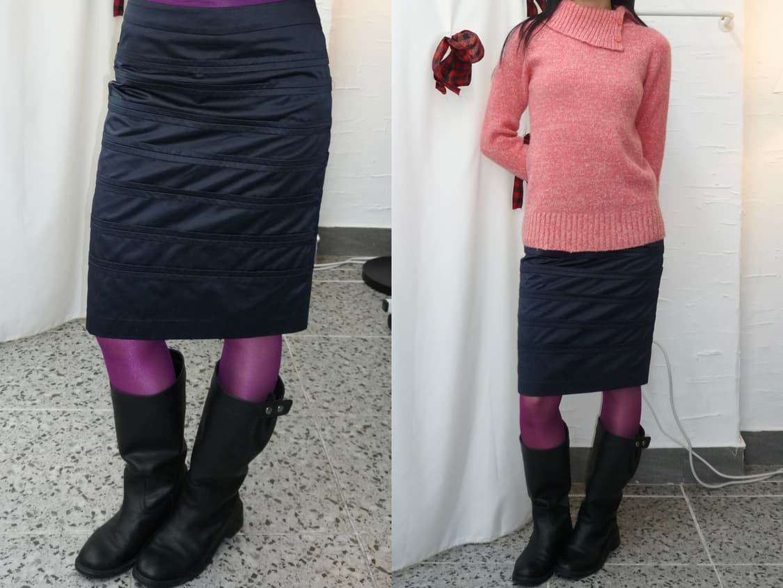 navy satin midi skirt 상품이미지1