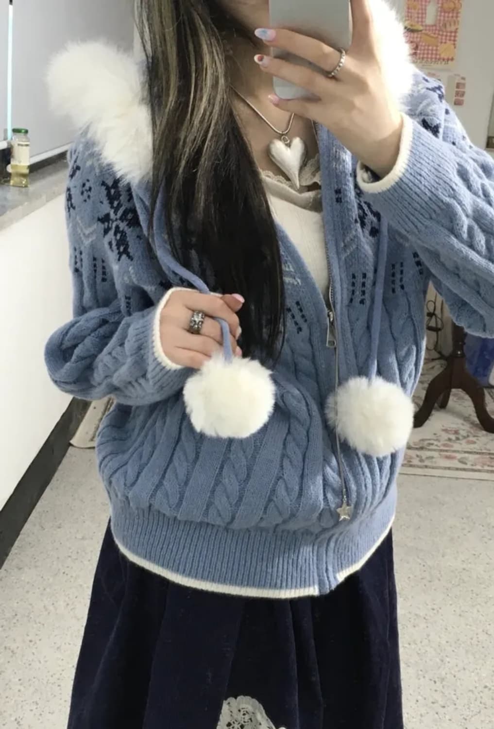 딸기부티크 노르딕 퍼 후드집업 상품이미지2
