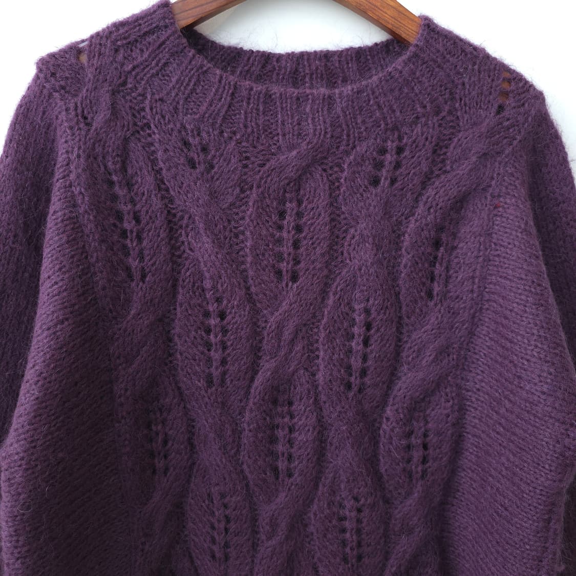 퍼플 헤어리 케이블 니트 상품이미지3