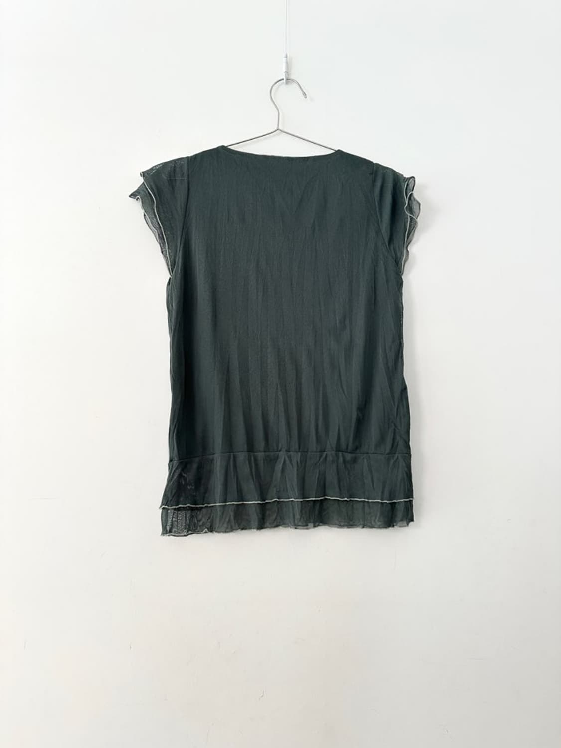 Ribbon beads top / deep green 상품이미지3