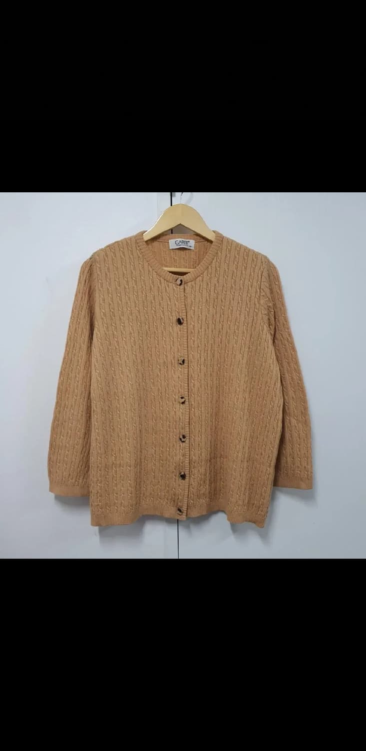 꽈배기 라운드 니트가디건 송치버튼 여성100 빈티지 리즈리사깔 상품이미지1
