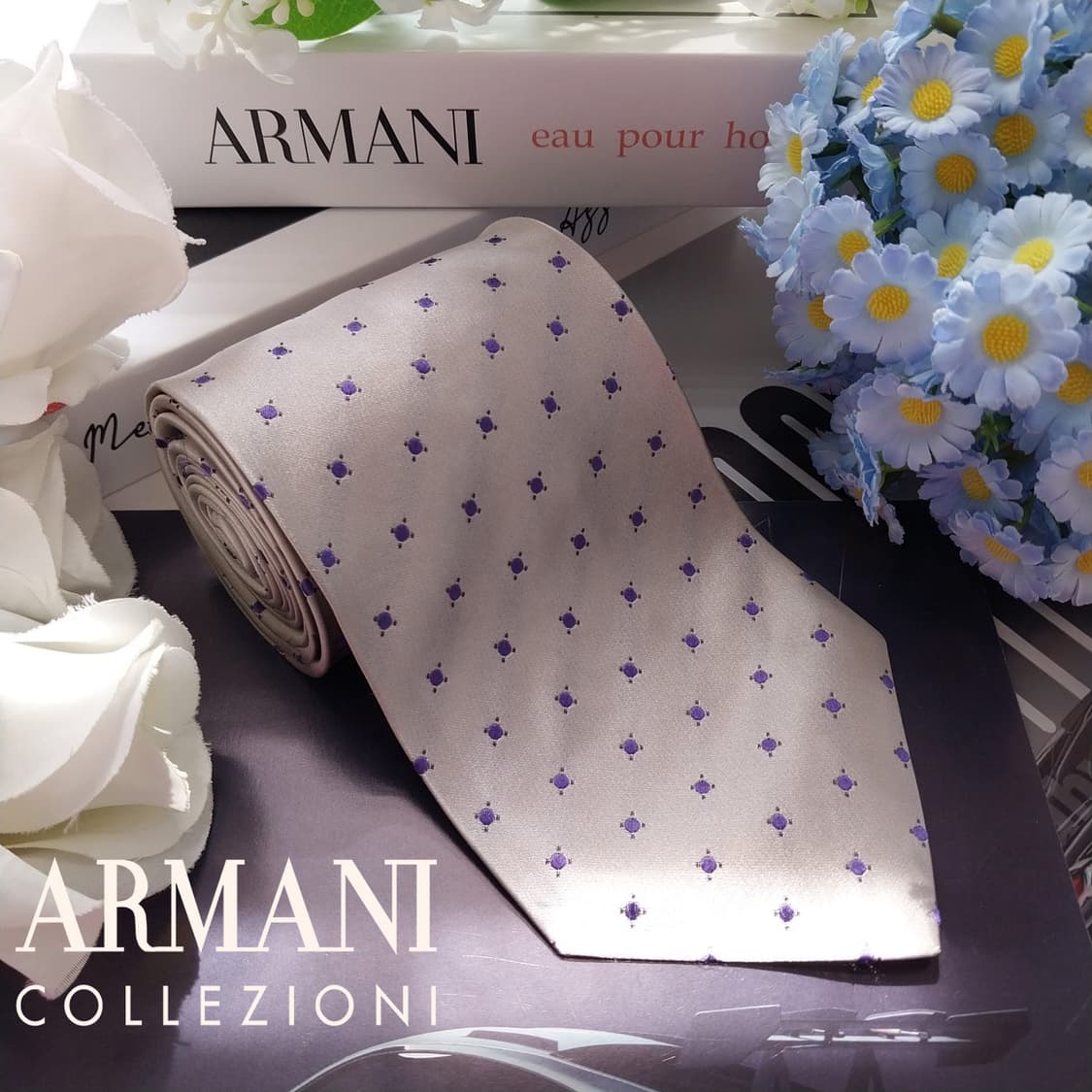 아르마니 꼴레지오니 도트 패턴 넥타이 9.9cm A+~A등급 K2399 상품이미지2