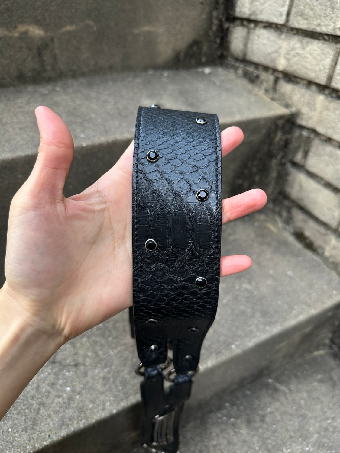 DEMOO gimmick croco pattern leather belt 상품이미지4