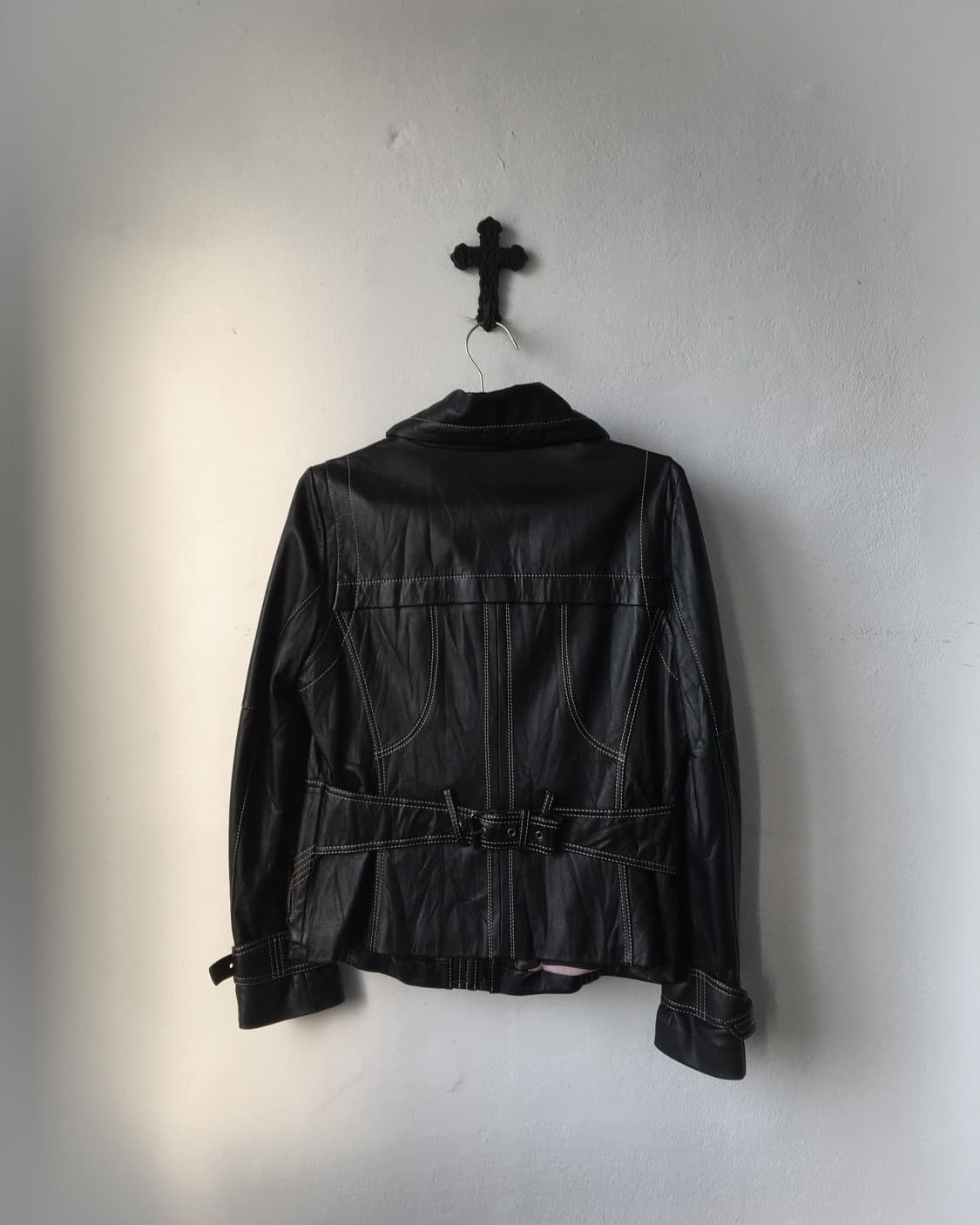 Stitch point high neck leather jacketSti 상품이미지3