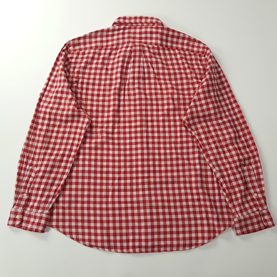 CK589 2XL 폴로 90s 에어리 코튼 토마토 레드 체크 셔츠 남방 상품이미지7