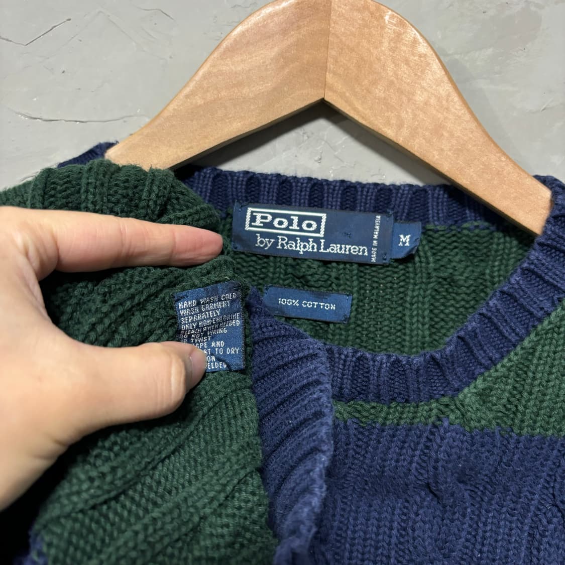 폴로 랄프로렌 꽈배기 니트 네이비 그린 상품이미지3