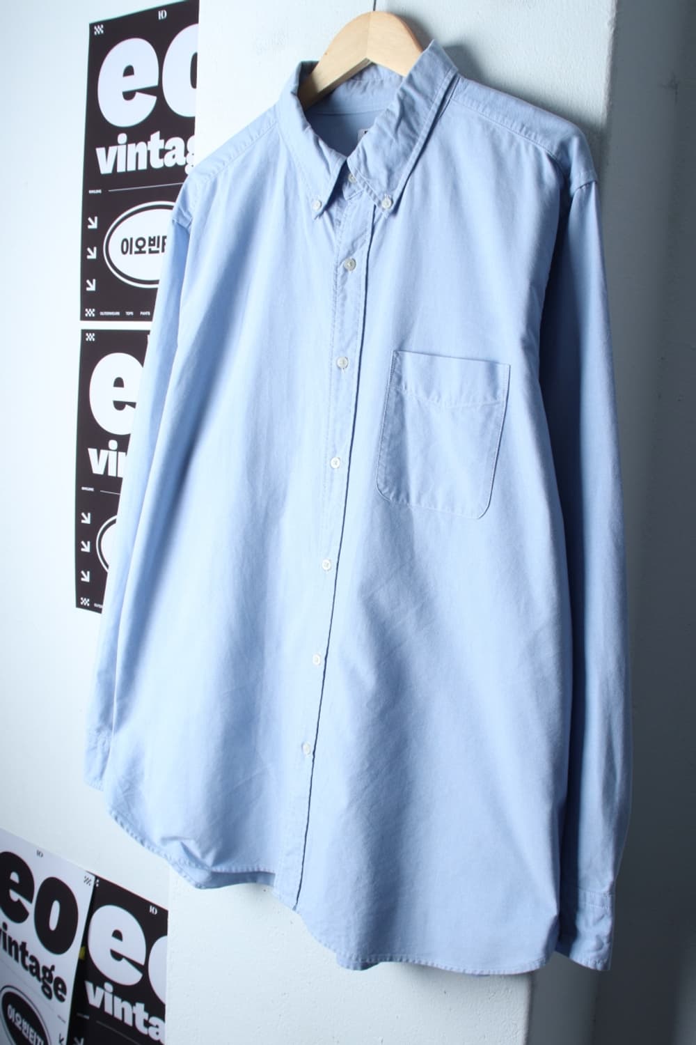 (2XL) 유니클로 셔츠 남방 빅사이즈 옥스포드 연블루 무지-H33613 상품이미지1
