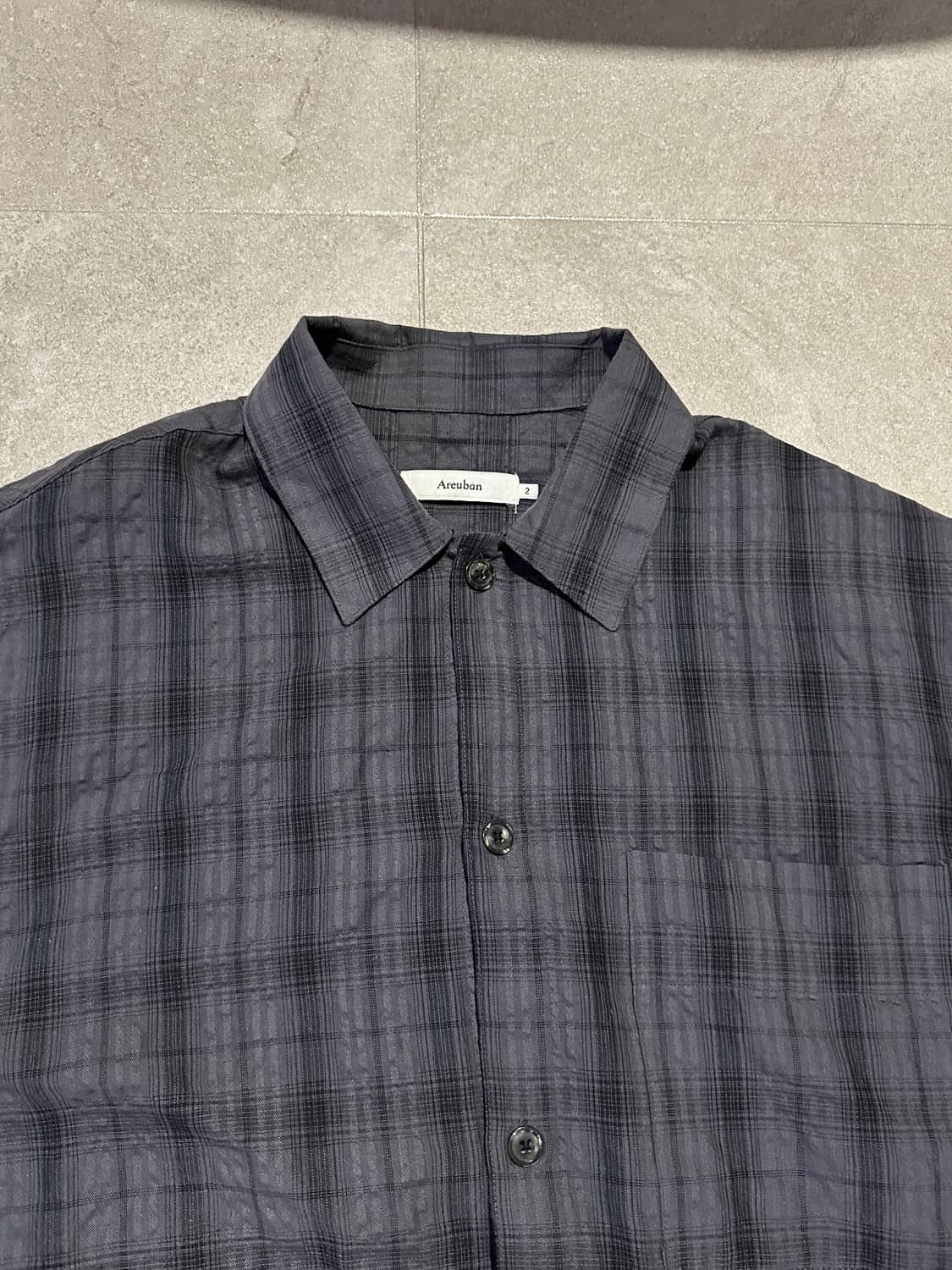 아르반 베이직 루즈드 타탄 체크 하프 셔츠 차콜 2사이즈 상품이미지3