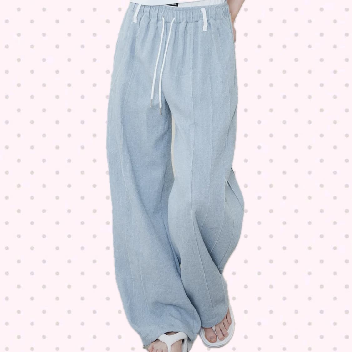 팬시클럽 더블 턱 프린지 밴딩 팬츠 상품이미지1