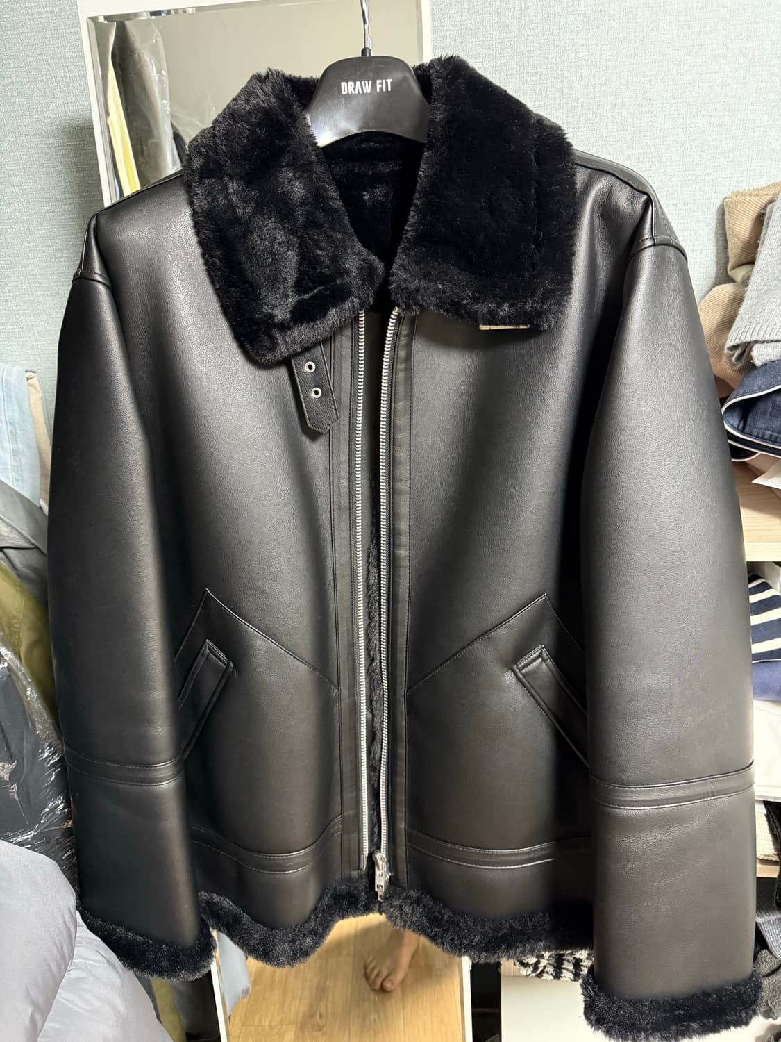 도프제이슨 무스탕 2XL (오버핏 솔리드 무톤 자켓) 상품이미지2