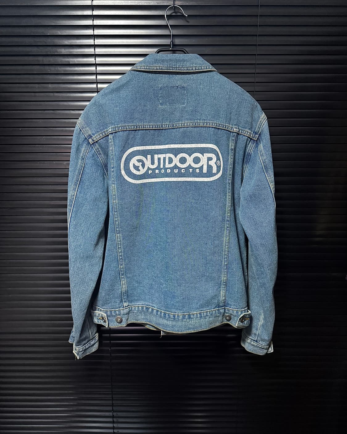 아웃도어 프로덕트 데님 트러커 워크 청 자켓 지퍼 프린팅 m 95 워싱  상품이미지6