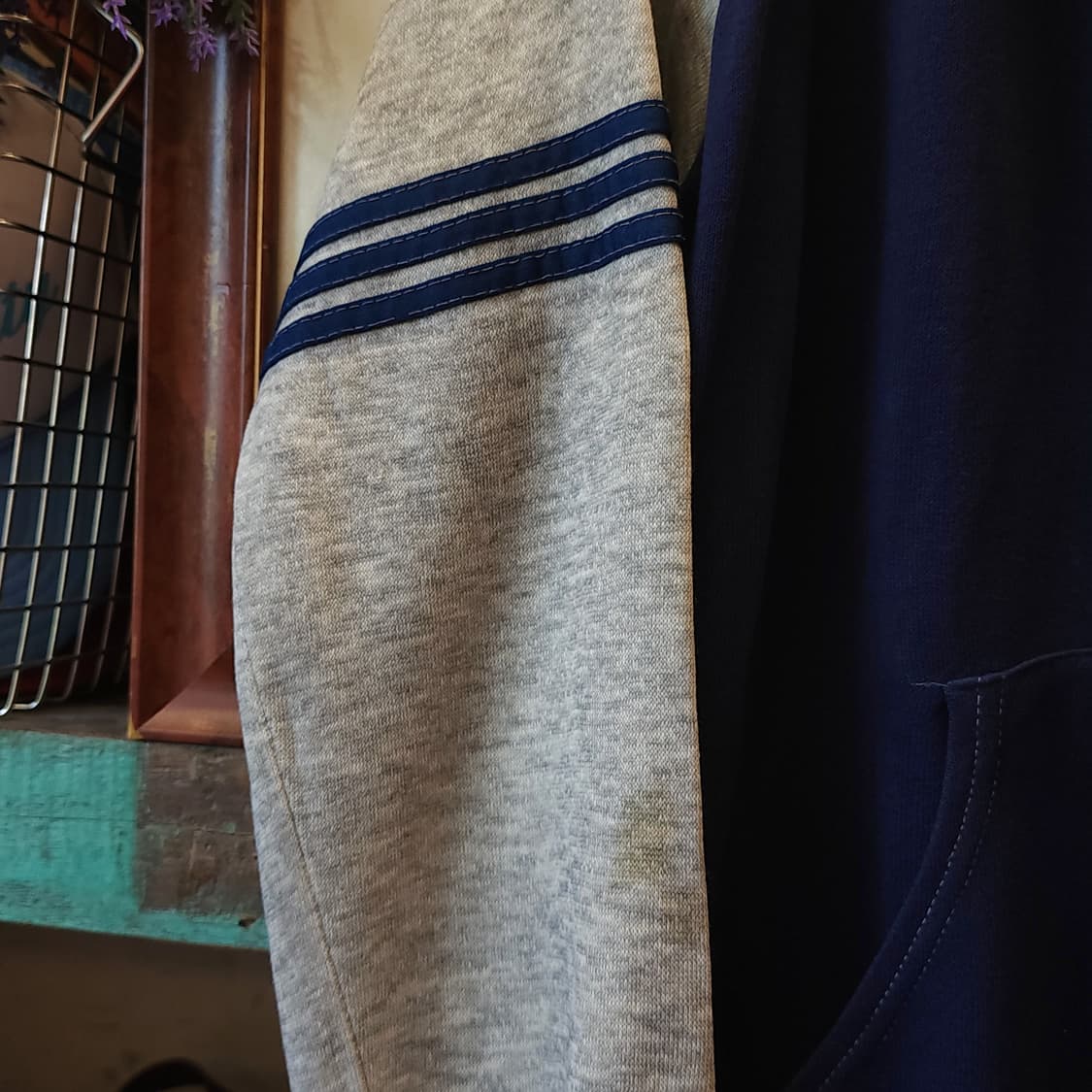 70s 빈티지 트레이닝 집업 자켓 블루 그레이 m 상품이미지9