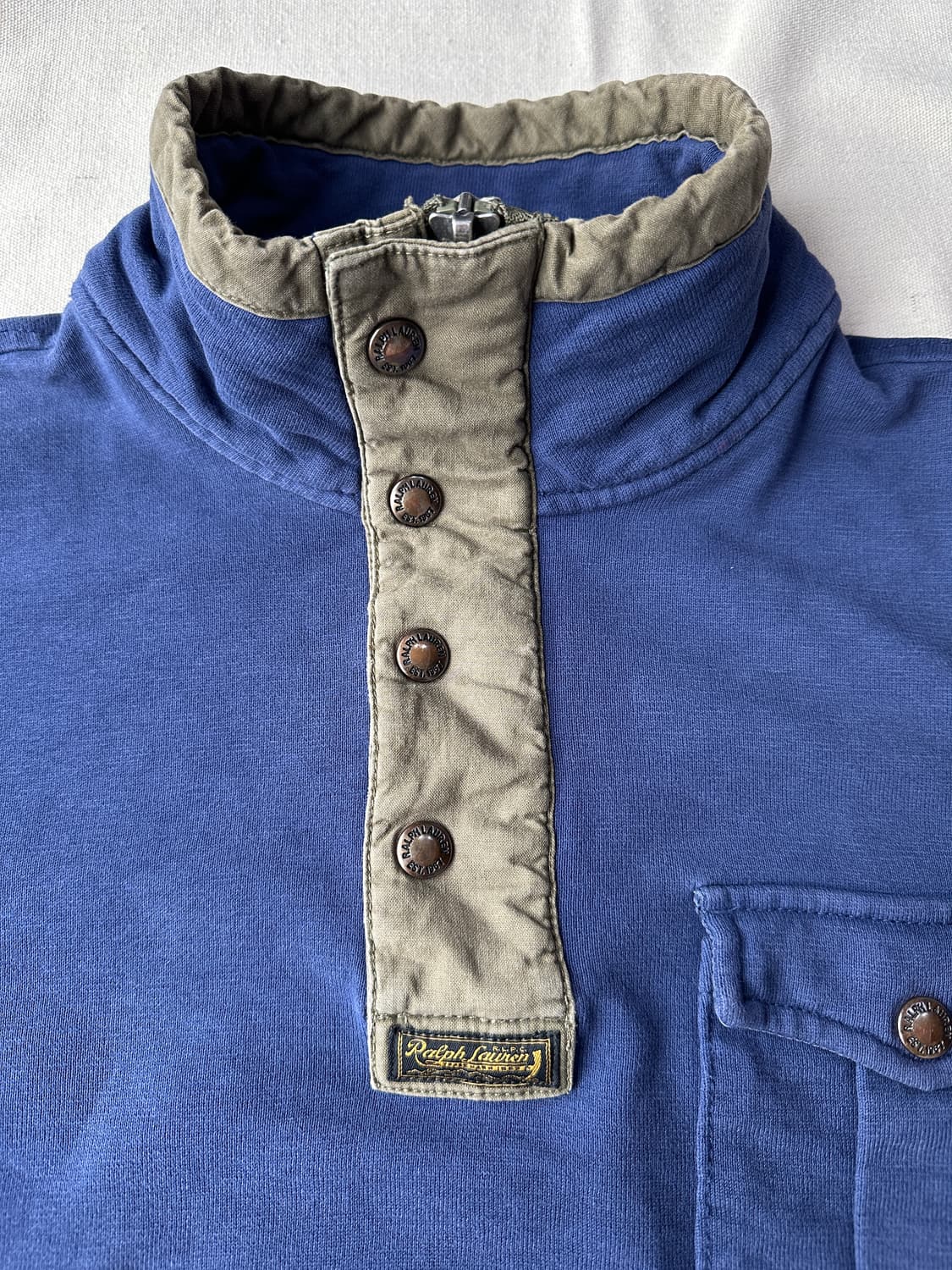 폴로 랄프로렌 밀리터리 반집업 엘보우패치 스웻셔츠 M 상품이미지3