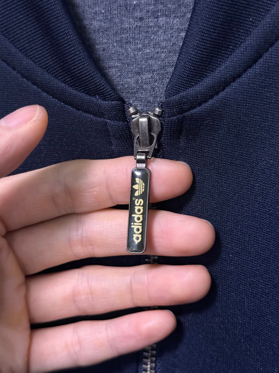 아디다스 오리지널 남색 네이비 노카라 져지 저지 트랙탑 100 L 집업 상품이미지5