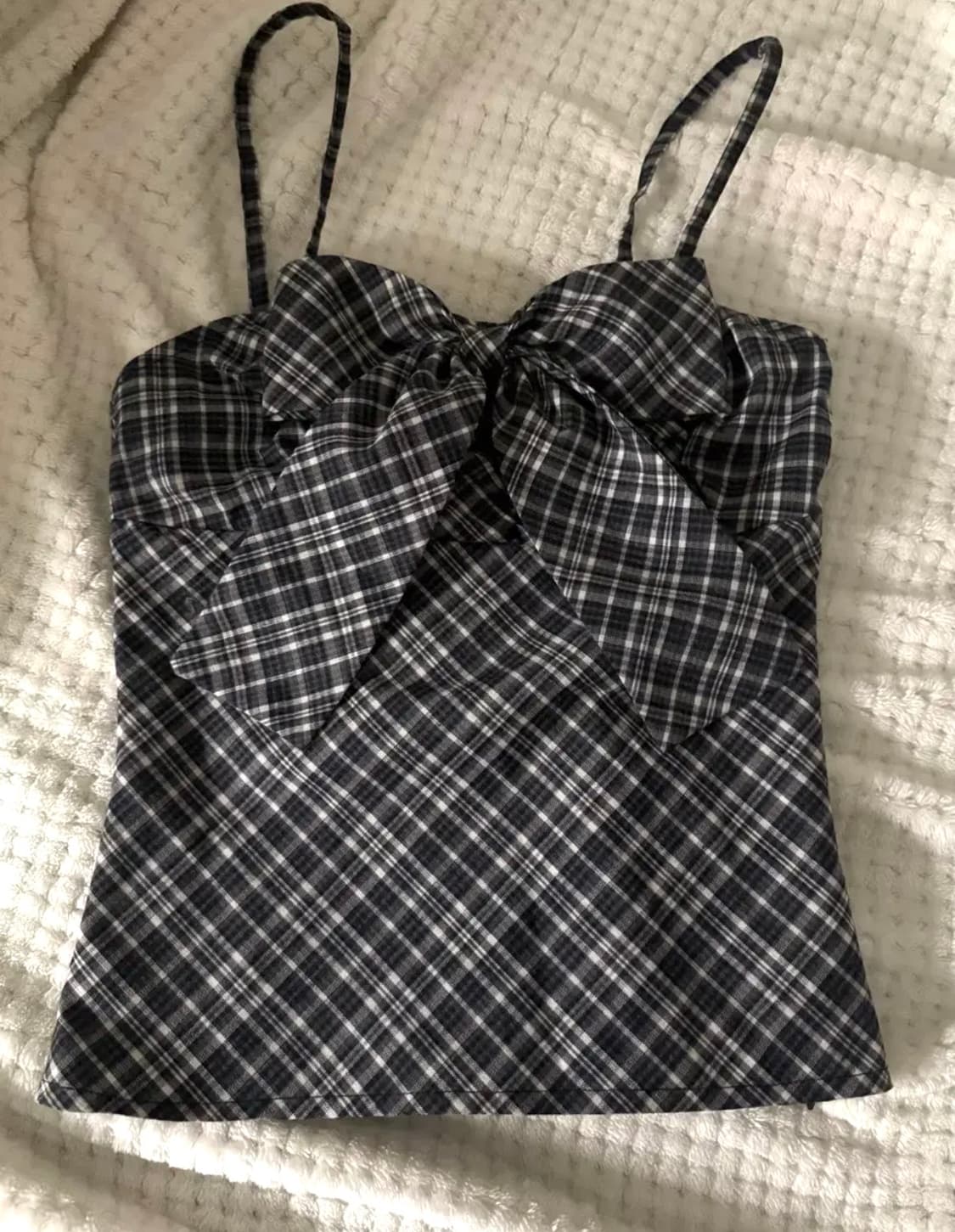 버블즈 BUBBLES 체크 리본 가디건 셋업 일본 갸루 상품이미지6