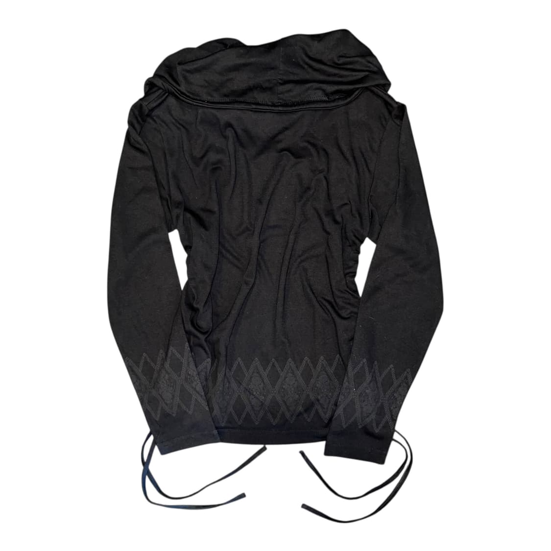 패턴 넥 드레이프 셔링 긴팔티 y2k갸루 상품이미지5