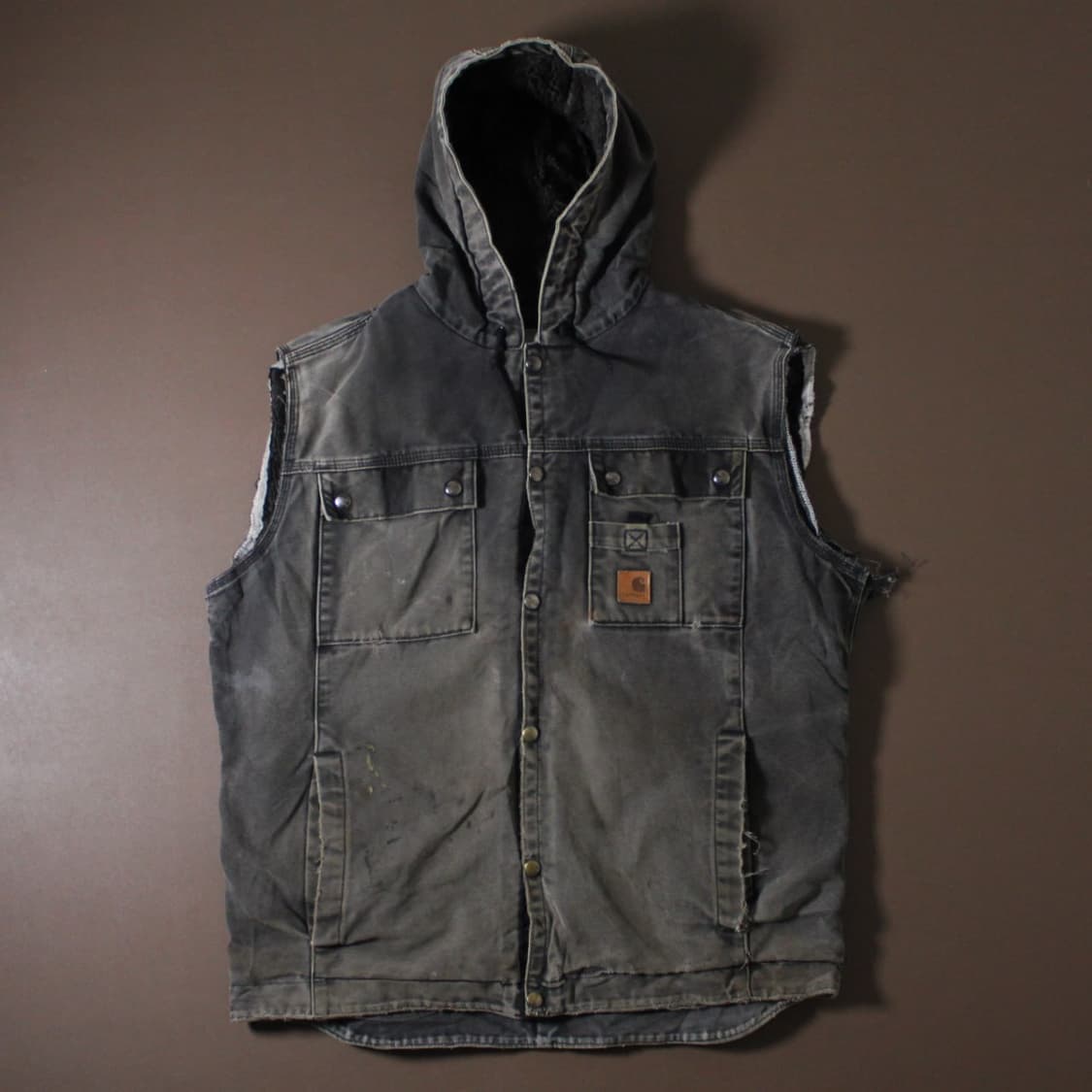 00's Carhartt 칼하트 J284 샌드스톤 덕 셰르파 후드 베스트 상품이미지1