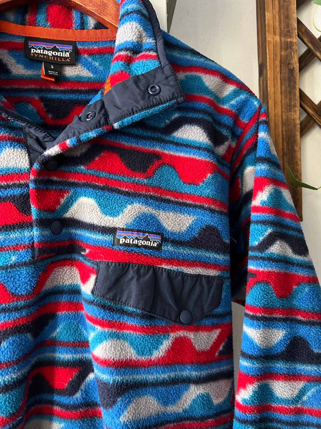 [S]파타고니아 신칠라 멀티컬러 에스닉 패턴 아노락 플리스 상품이미지3