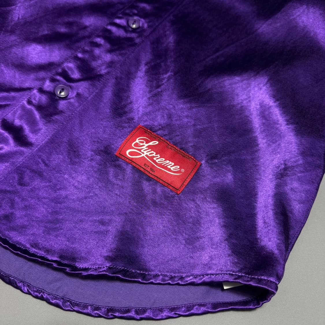 슈프림(SUPREME) 17ss 퍼플 새틴 스펠아웃로고 베이스볼 저지 상품이미지7