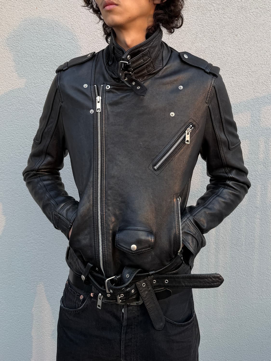 Vtg 바이커 레더 자켓 상품이미지2