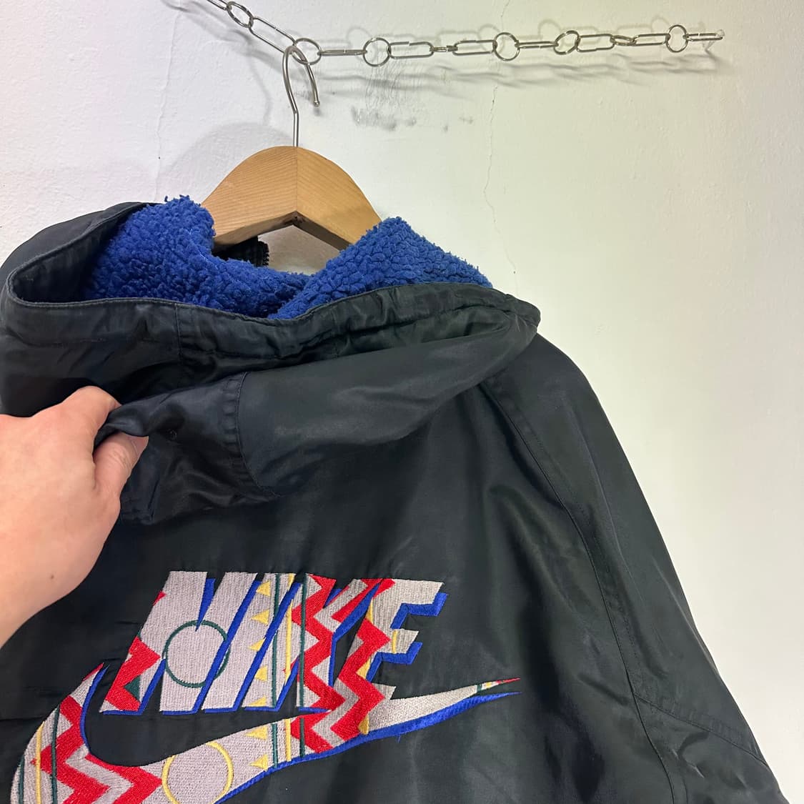 L-XL 나이키 블랙 오버핏 레인보우로고 롱 후드돕바 상품이미지3