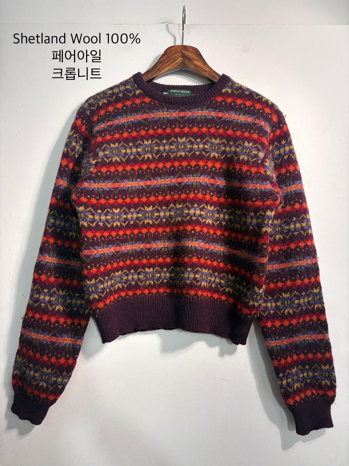 Shetland wool 100% 페어아일 크롭니트 상품이미지3
