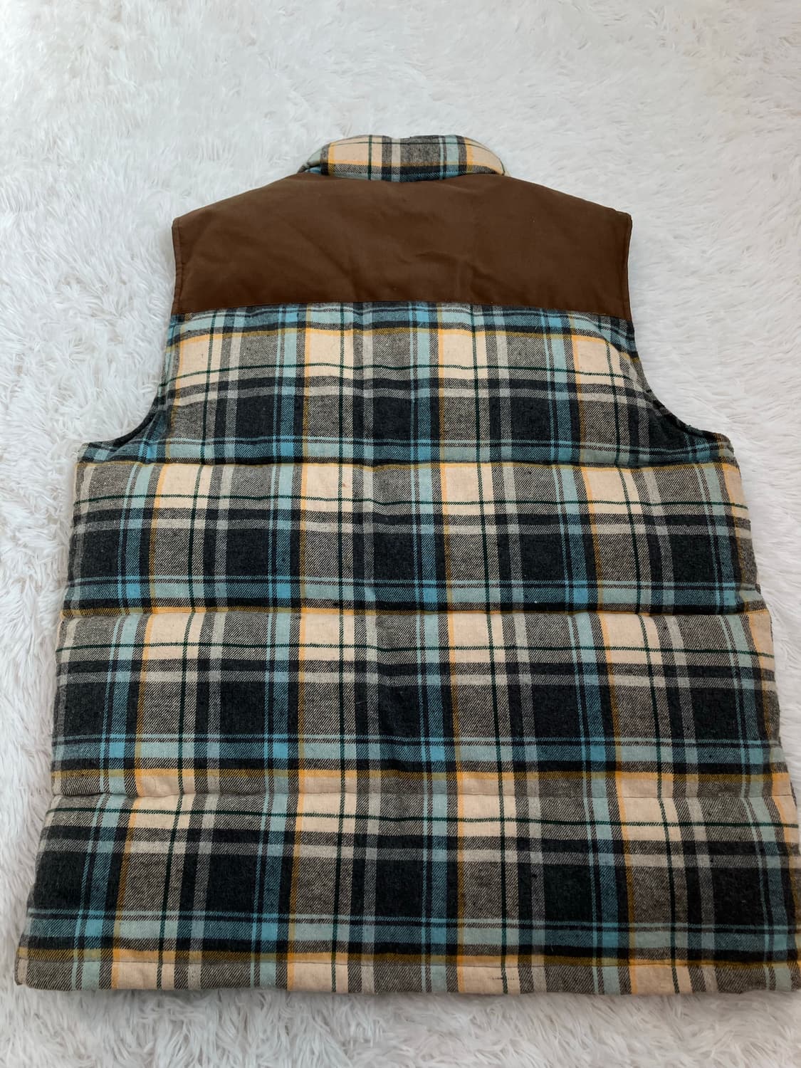 빈티지 스카이 브라운 체크 패딩 조끼 y2k 스트릿 갸루 펑키 일본빈티지 상품이미지2