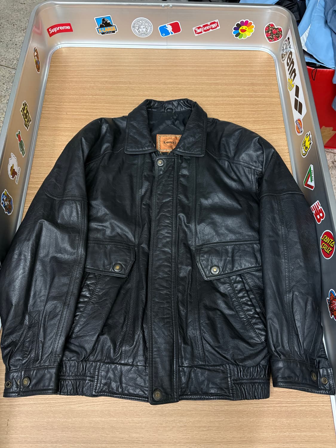 소가죽 래더 봄버 오버 자켓 상품이미지1