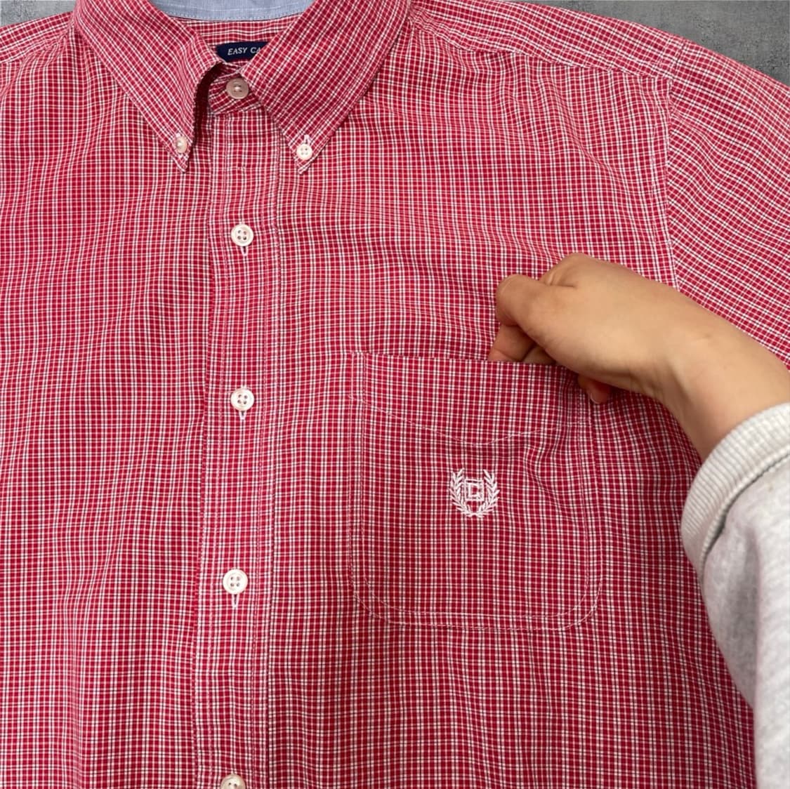 챕스 Chaps 레드 미니 체크 포켓 반팔 셔츠 L 상품이미지4