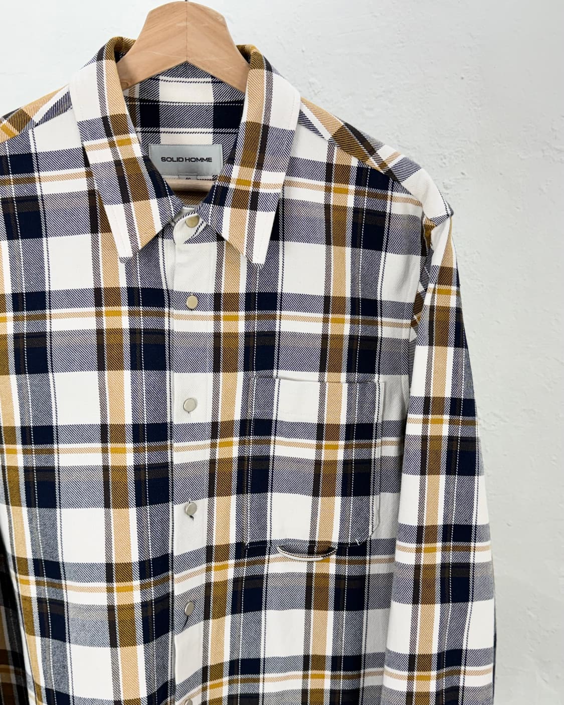 솔리드옴므 19ss 브라운 체크 헤비 코튼 오버 셔츠 상품이미지3