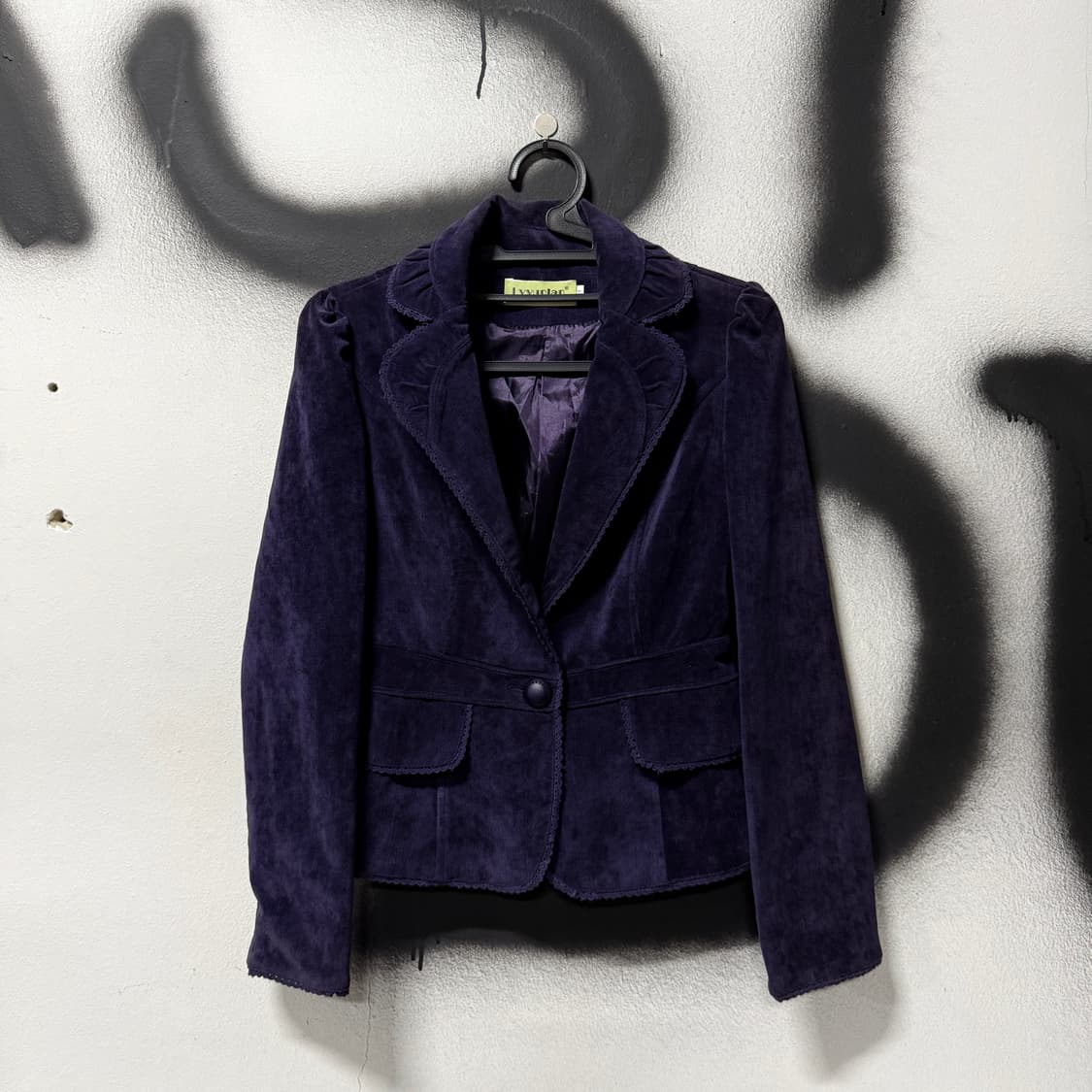 VTG 빈티지 벨벳 퍼플 레이스 카라 디테일 자켓 상품이미지1