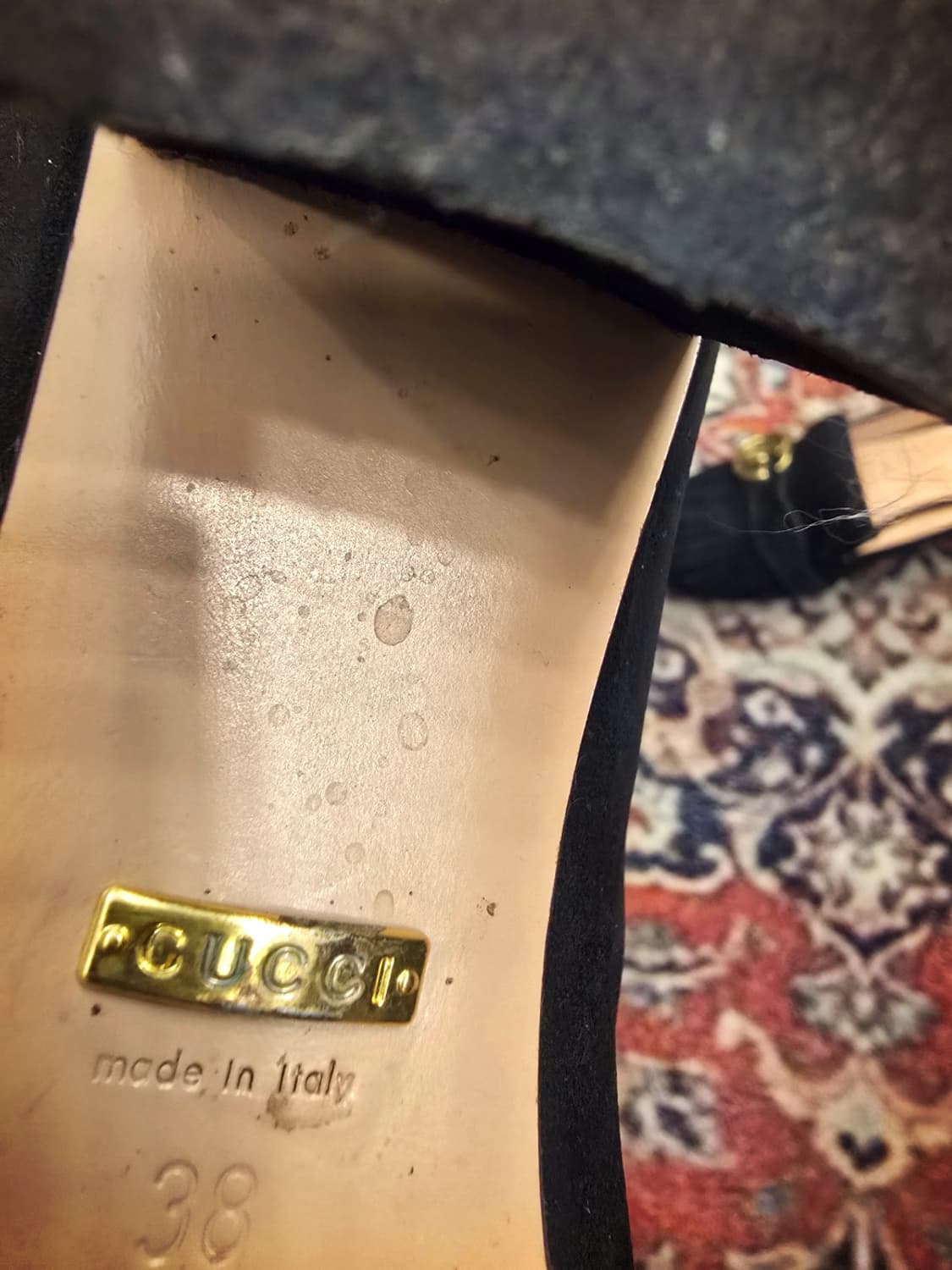 구찌(Gucci)의 GG 마몽 스웨이드 미드힐 펌프스 상품이미지4