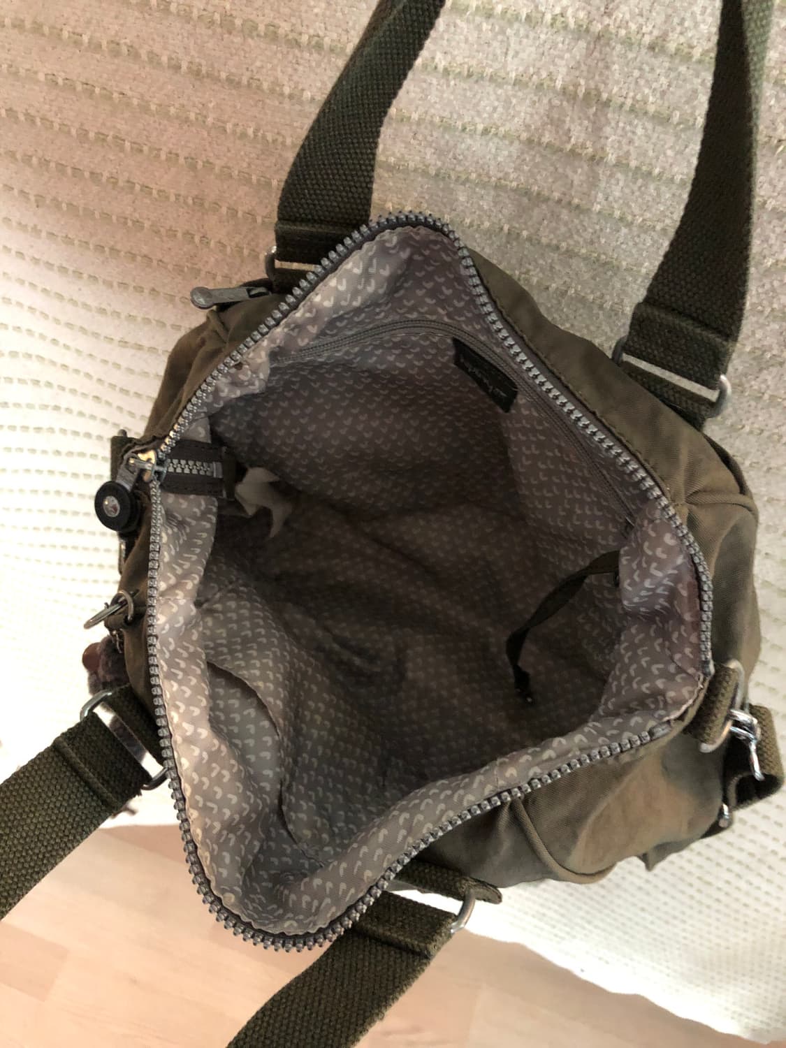 빈티지 키플링 Y2K 올리브 그린 나일론 숄더백 토트백 상품이미지3