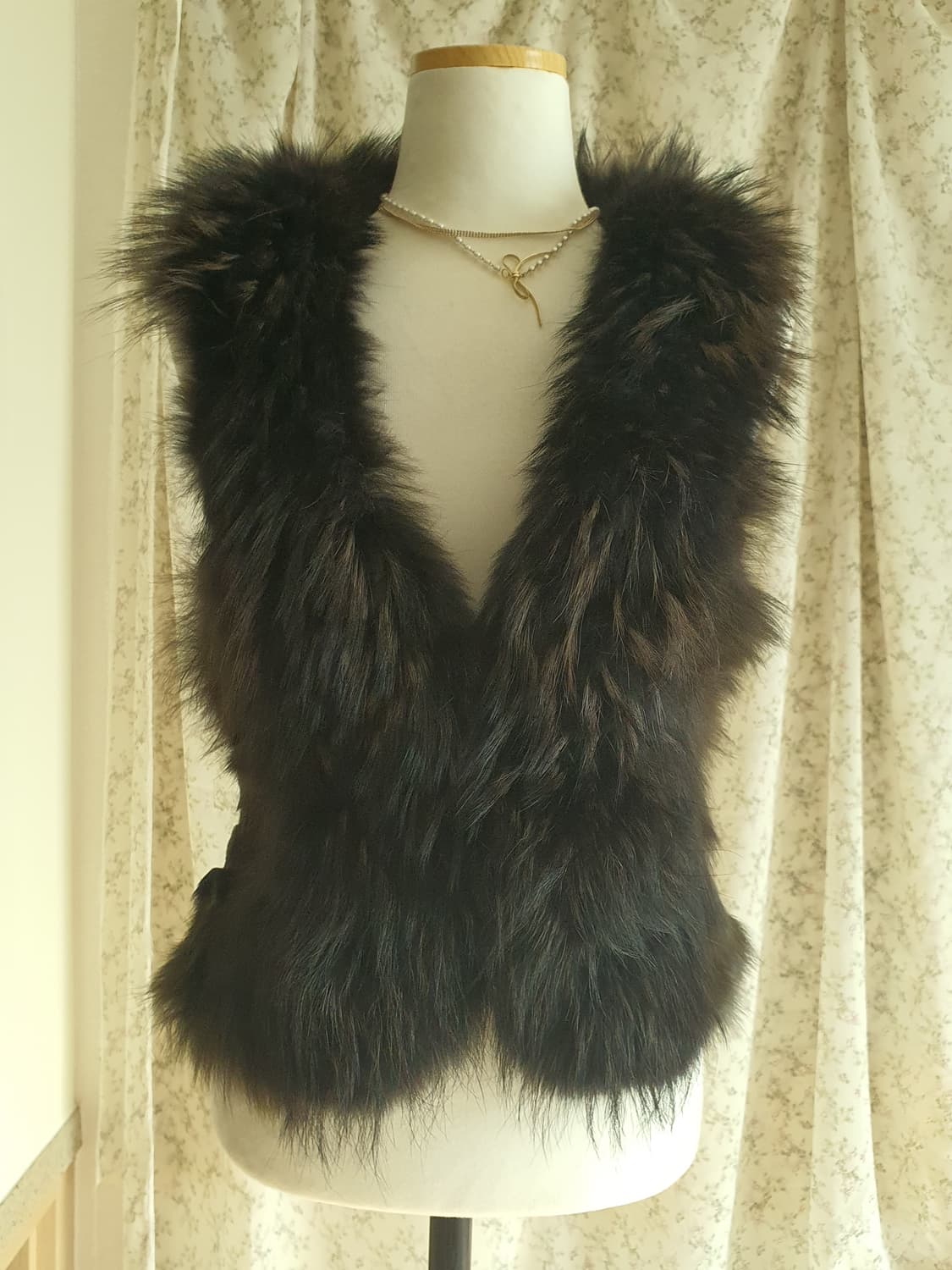 [갸루] 폭스퍼 브라운 퍼 베스트 여우털 조끼 상품이미지2