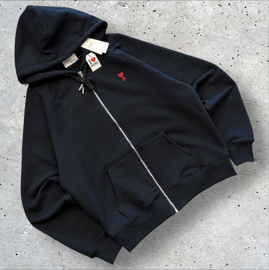 [XL] 아미 스몰 하트 로고 블랙 후드집업 새상품 C444 상품이미지1