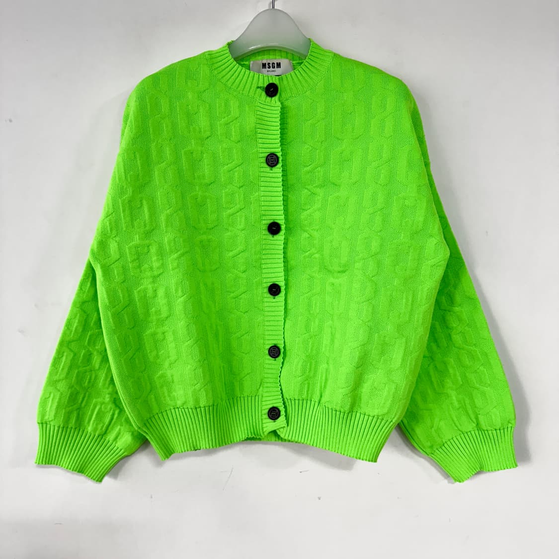 MSGM 네온 그린 패턴 가디건 상품이미지1