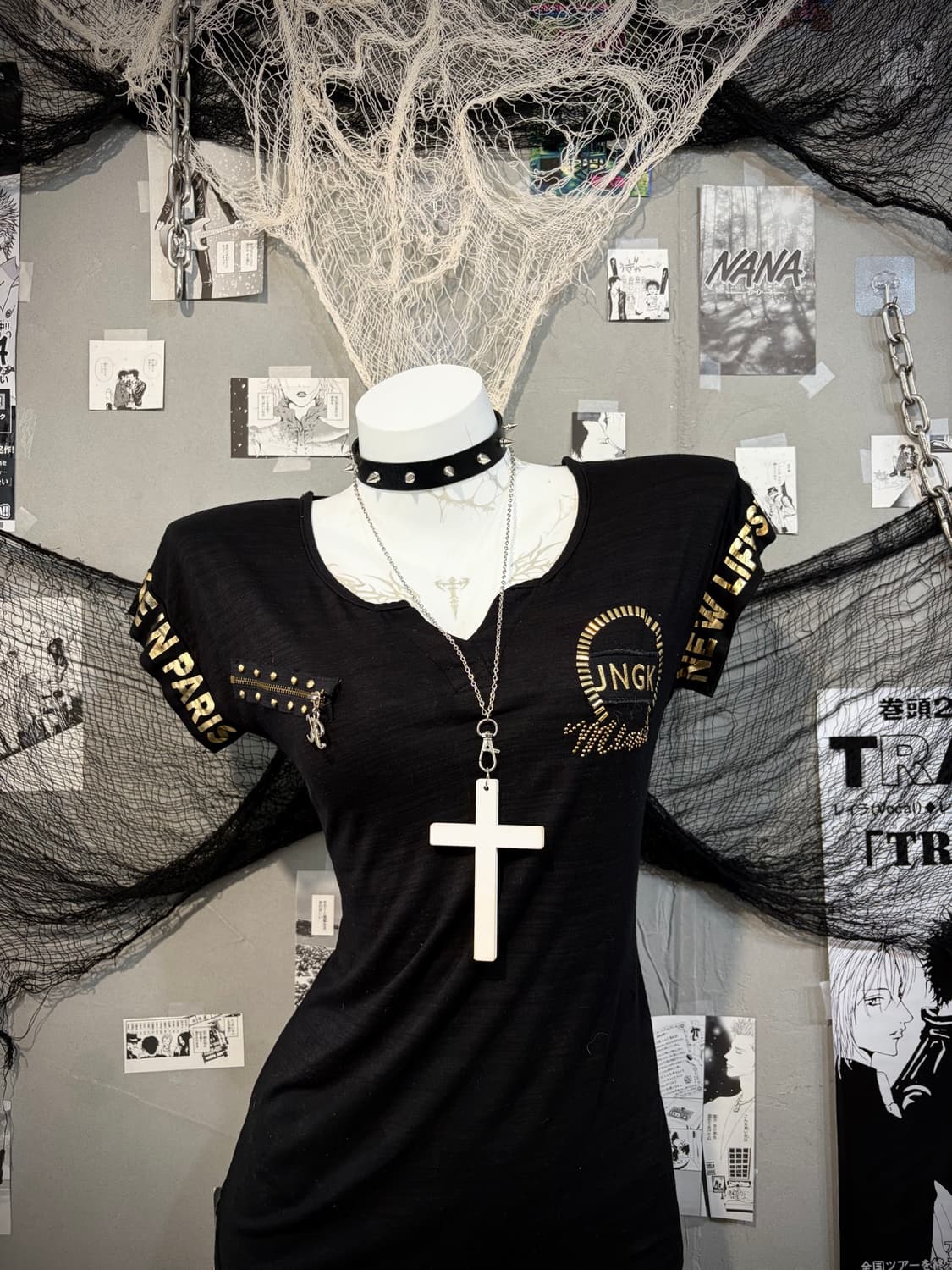 Gothic zip gold point back eyelet sleeve 상품이미지6