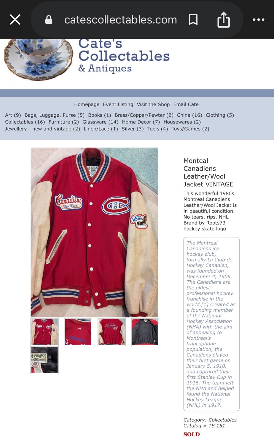 80sMonteal Canadiens Leather/Wool Jacket 상품이미지6