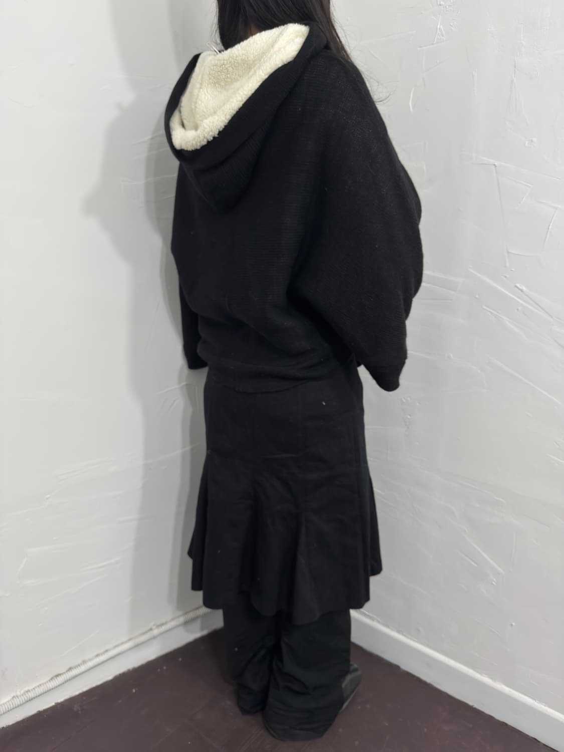 knit hood button cape 상품이미지5
